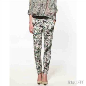 Zara Woman Cropped Ankle Floral Tapered Pants S